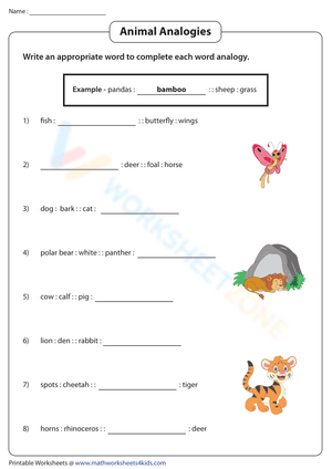 Animal Analogies: Learn to Relate Animals Worksheet