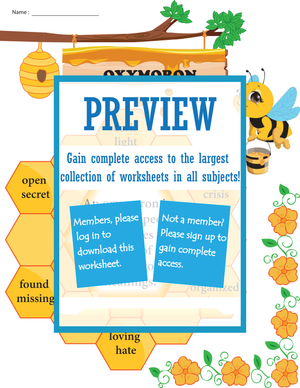 Essential Oxymoron Chart Printable | Grades 1-5 ELA