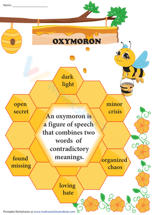 Essential Oxymoron Chart Printable | Grades 1-5 ELA