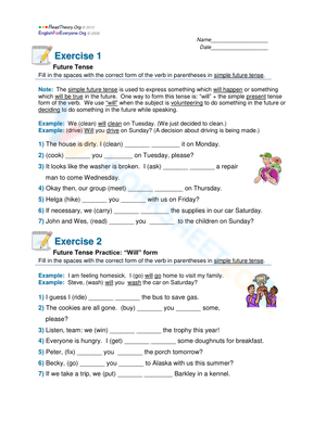 Future Tense Exercise 1