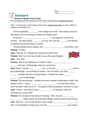 Printable Simple Future Tense Review Worksheet - Grade 4