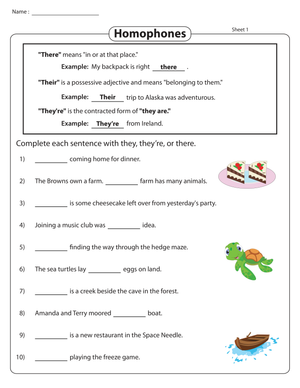 There, Their, or They're: Correct Usage Worksheet
