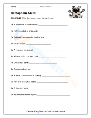 Homophone Clues