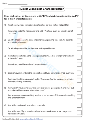 Direct and Indirect Characterization: Analyzing Characters