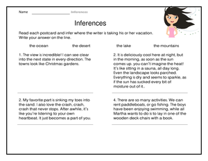 Grade 4 Inferences — Printable No-Prep Worksheet