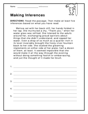 Making Inferences Worksheet | Essential Grade 4 ELA