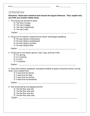 Essential Inferences Worksheet | Grade 3-5 ELA Printable
