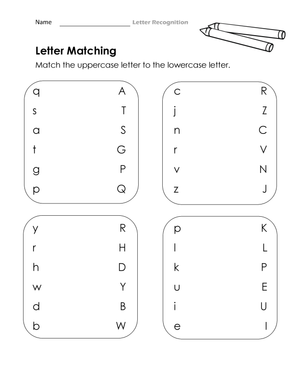 Printable Letter Matching Worksheet | Kindergarten English