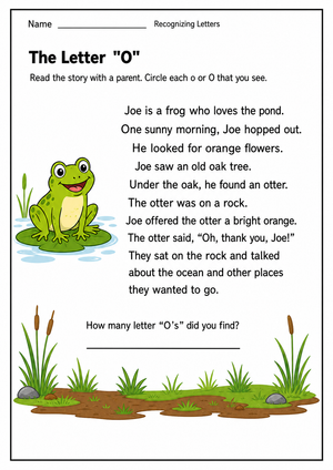 Recognizing Letter O Worksheet | Essential Grade K-1 Phonics