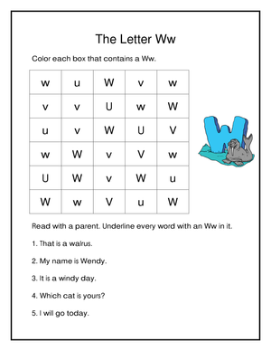 Grade 1 Letter Ww — Essential Printable Worksheet