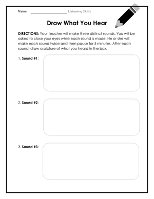 Essential Draw What You Hear Listening Worksheet | Grade K