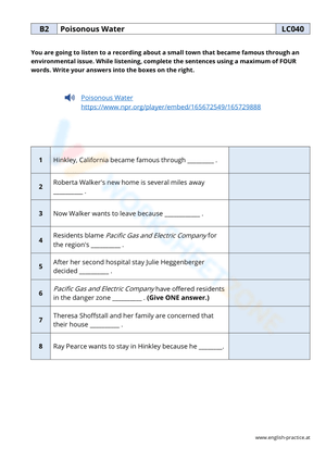 Reading: Poisonous Water Worksheet