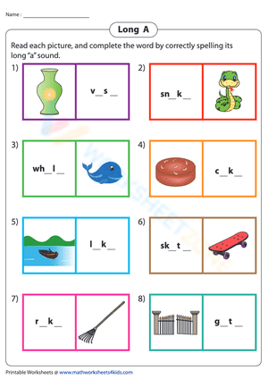 Completing Long A Words: Phonics & Spelling Practice