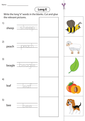 Grade 1-2 Long E — Printable No-Prep Worksheet