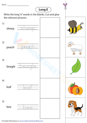 Grade 1-2 Long E — Printable No-Prep Worksheet