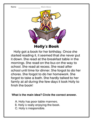 Holly Book Review Worksheet