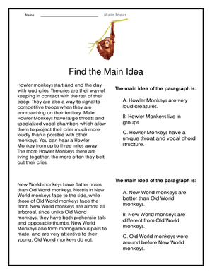 Howler Monkeys: Animal Facts Worksheet