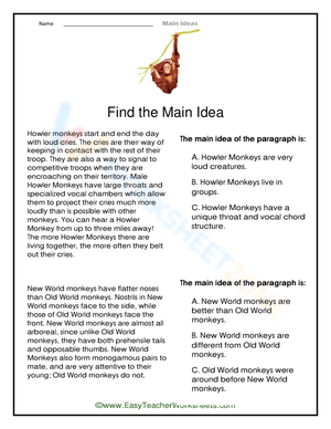 Howler Monkeys: Animal Facts Worksheet