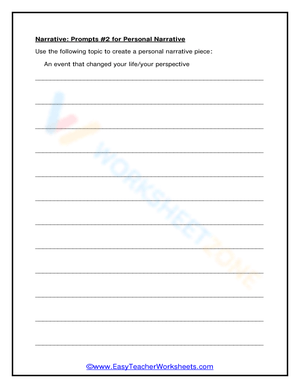 Prompts #2 for Personal Narrative