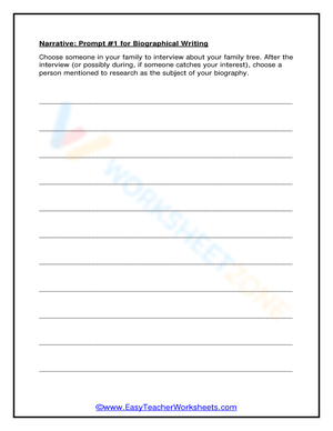 Biographical Writing Prompt Worksheet