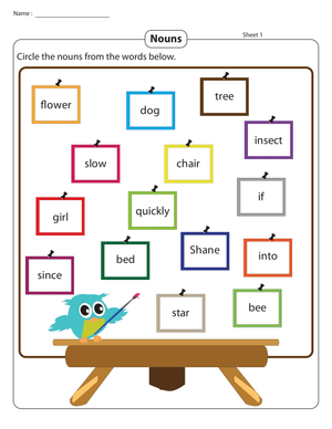 Worksheet for Identifying Nouns