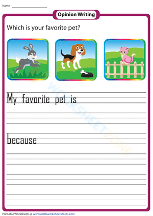 My Favorite Pet Writing Worksheet