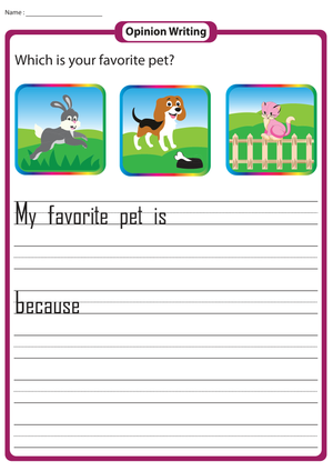 My Favorite Pet Writing Worksheet