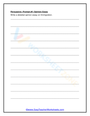 Grade 8 Immigration — Printable No-Prep Writing Worksheet