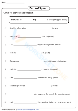 Complete the Sentences Worksheet