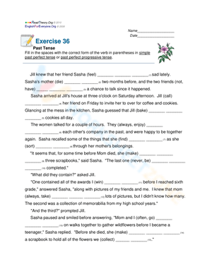 Past Tense Worksheet
