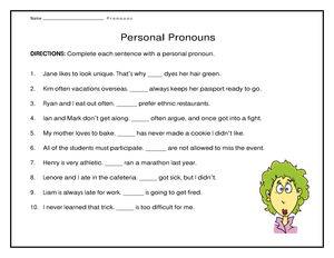 Essential Personal Pronouns Worksheet | Grade 3 English