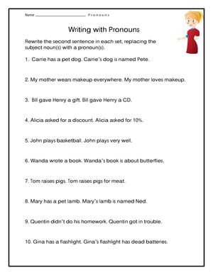 Essential Writing with Pronouns Worksheet | Grade 1-5