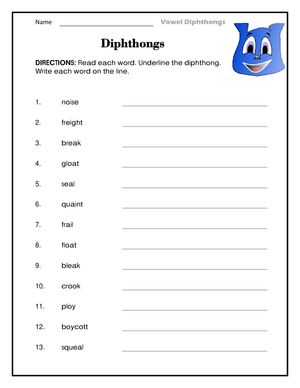 Essential Diphthongs Worksheet | Grade 2 Phonics Practice