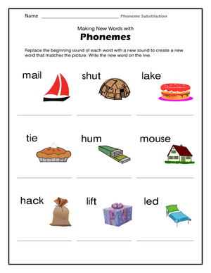 Grade K-1 Phoneme Substitution — Printable No-Prep Worksheet