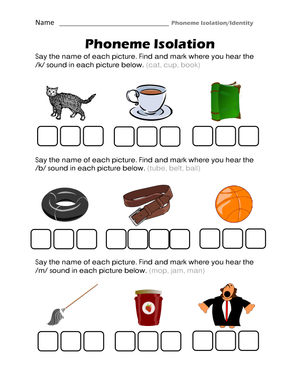 Essential Phoneme Isolation Worksheet | Grades K-2 Phonics