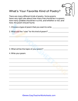 Favorite Kind of Poetry Worksheet