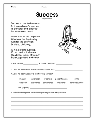 Essential Success Poetry Analysis Worksheet | Grade 6-7