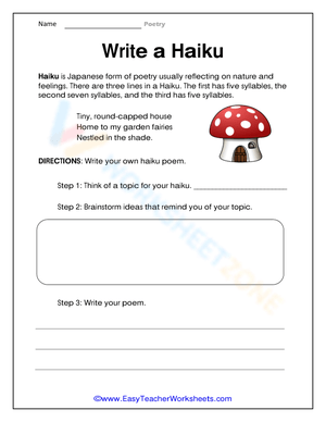 Write a Haiku Worksheet
