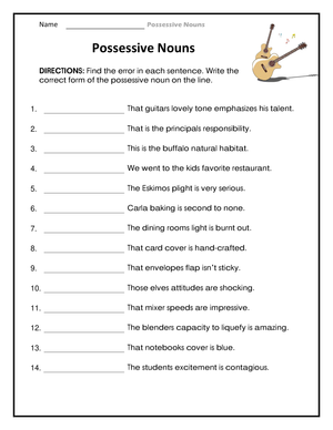 Essential Possessive Nouns Worksheet | Grade 3 Grammar