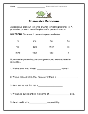 Essential Possessive Pronouns Worksheet | Grade 3 English