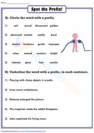 Circle and Underline Prefixes Worksheet