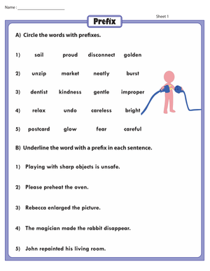 Circle and Underline Prefixes Worksheet