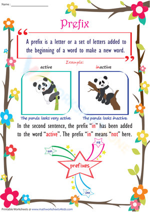Prefix First Glance Worksheet