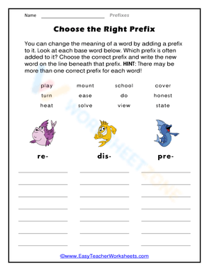 Choose the Right Prefix Worksheet