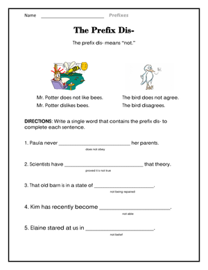 Prefix Dis- Worksheet | Essential Grade 3 ELA Practice