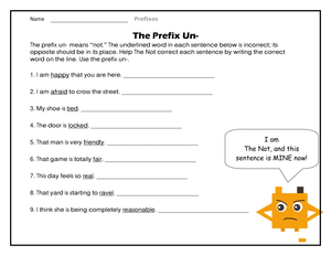 The Prefix 'Un' Worksheet