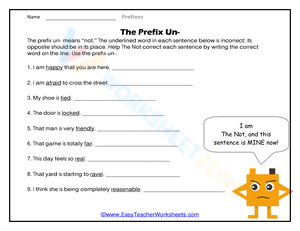 The Prefix 'Un' Worksheet
