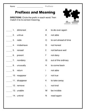 Essential Prefix Meaning Worksheet | Grade 3 Vocabulary