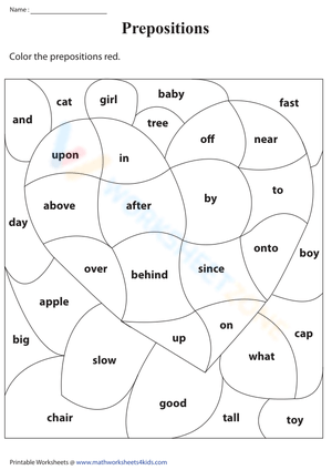 Identifying Prepositions Worksheet