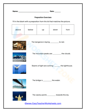 Preposition Exercises Worksheet